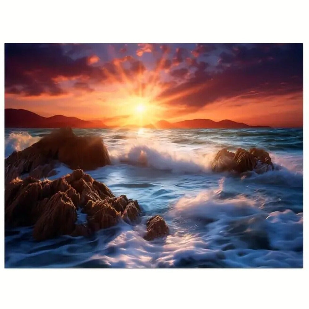 Beautiful Sunset Over The Ocean Canvas Print Framed 12" x 16" NEW! Home & Garden:Home Décor:Posters & Prints Style Your Walls